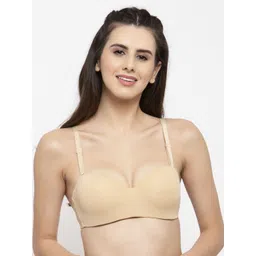 Quttos Beige Solid Wired Lightly Padded Balconette Bra QT-BR-4006-picture-28