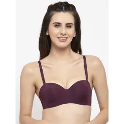 Quttos Burgundy Solid Underwired Lightly Padded Balconette Bra QT-BR-4006-WN-30B-picture-31