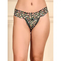 Quttos PrettyCat Floral Printed Low Rise Sexy Lace Thong Brief - QT-PA-9017-LAC-GRN-S-picture-10