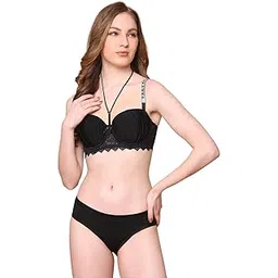 quttos PrettyCat Lightly Padded Sexy Balconette Bra Panty Set with Shine Strap-picture-11