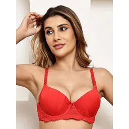 Quttos Women Floral Full Coverage Underwired Heavily Padded Push-Up Bra-picture-38