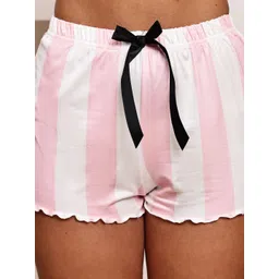 Quttos Women Striped Crop Top and Shorts Night suit image 4