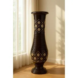 QxyBronz Wooden Flower Vase for Home Decor Office Living Room Corner Decoration Large image 4