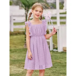 R Cube Flutter Sleeve Georgette Fit & Flare Midi Dress-picture-17