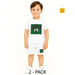 R Cube Kids Pack Of 2 Printed Pure Cotton T-Shirts With Shorts-picture-32