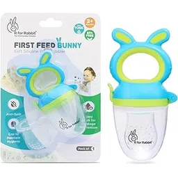 R for Rabbit First Feed Bunny Nibbler Soft Silicon Chewing Fruit Feeder for Babies | Baby Fruit & Food Veggie Teether |Hygenic & BPA Free | Pacifier for Infant 3+ Months (Green-Blue)-picture-15