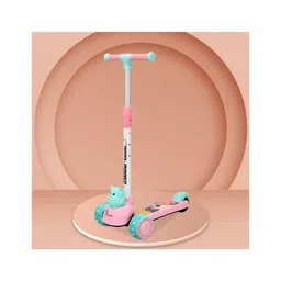R for Rabbit Road Runner Bunny Kids Scooter 3 Level Adjustable Height Smart Fold & PU LED Wheels - Pink & Blue-picture-24