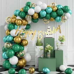 r g accessories Solid Green Golden Grey Balloons Combo Kit Of 54 Pcs For Party Decorations Balloon-picture-17