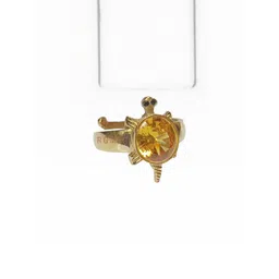 R G MART Unisex Brass-Plated Ashatdhatu Pukhraj Stone Studded Finger Ring-picture-33