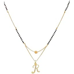 R Name Letter Diamond Attached Alphabet Pendant 18 Inch Mangalsutra For Womens-picture-39