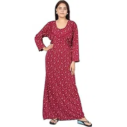 r rilo RILO Women's Printed Hosiery Cotton Full Sleeve Nighty Nightgown Maxi with Pocket-picture-20