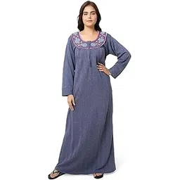 r rilo RILO Women's Woolen Winter Thermal Full Sleeve Embroidered Nighty with Pocket-picture-15