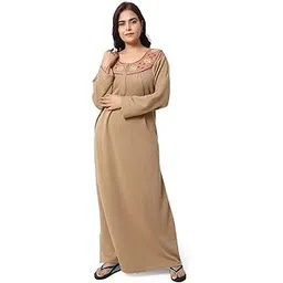 r rilo RILO Women's Woolen Winter Thermal Full Sleeve Embroidered Nighty with Pocket-picture-14