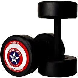 raaay YASH FITNESS Rubber Professional Dumbbells 2.5Kg | Fixed Weight Dumbbell | Dumbbells Set For Home Gym & Gym Training | Gym Equipment Dumbbells Set | Durable Dumbbell Set (Black, Rubber 5Kg)-picture-14