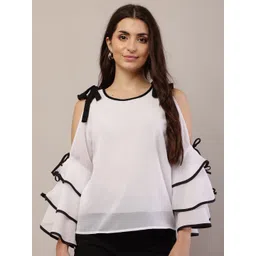 Raabta Fashion Print Cold-Shoulder Georgette Top-picture-25