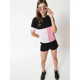 Raabta Fashion Women Colourblocked Round Neck Short Sleeve Top-picture-35