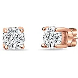 raajraani Pure 925 Sterling Silver Earring for men | Glimmering Man Sterling Silver Rose-Gold Stud for Men -Small | Rose Gold Finish | Gift for Him-picture-45