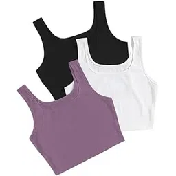raamony Women's Knitted Sleeveless Solid Sqaure Neck Ribbed Tank & Crop Tops (Pack of 3 (Three))-picture-22