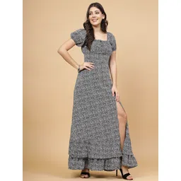 RAASSIO Square Neck Animal Printed Maxi Dress-picture-33