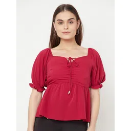 RAASSIO Sweetheart Neck Crepe Cinched Waist Top-picture-42
