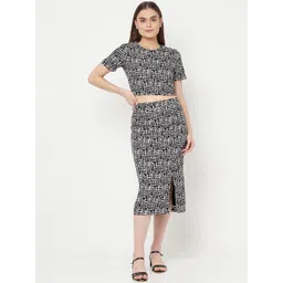 RAASSIO Women Black & White Abstract Printed Co-Ords Set-picture-25