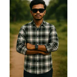 Raavi Men Comfort Fit Tartan Checked Spread Collar Cotton Casual Shirt-picture-10