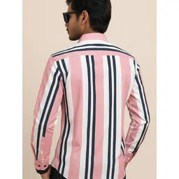 Raavi Men Comfort Fit Vertical Striped Spread Collar Cotton Casual Shirt image 2
