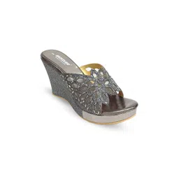RACECOURSE Women Embellished Open Toe Wedge Mules Heels-picture-19