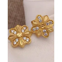 RACHANA FASHION Women's Gold Floral Studs Earrings-picture-13