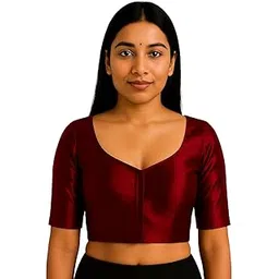 rachel boutique Elegant Banaras Brocade Half Sleeve Blouse for Women and Girls– Traditional Silk Weave, Festive Ethnic Wear, Designer Readymade Blouse, Perfect for Sarees & Occasions-picture-26