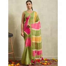 RACHNA Bandhani Printed Chanderi Ready To Wear Saree With Unstiched Blouse-picture-10