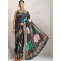 RACHNA Floral Embroidered Satin Saree-picture-32