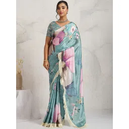 RACHNA Floral Printed Ready To Wear Satin Saree With Blouse-picture-27