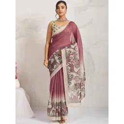 Rachna Women Chanderi Digital Floral Printed Ready To Wear Saree image 1