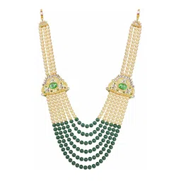 Radhe Creation Men Gold-Plated Kundan & Pearl Studded Six Layered Necklace-picture-36