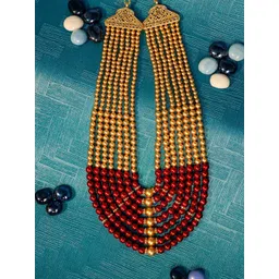 Radhe Creation Men Gold-Plated Moti Mala Pearls Beaded Seven Layered Necklace-picture-19