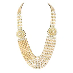 Radhe Creation Men Gold-Plated Studded & Moti Mala Pearls Beaded Six Layered Necklace-picture-39