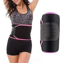 Radhekunj Fitness Sweat Slim Belt for Women, Tummy Trimmer Body Shapewear, Sauna Waist Trainer, Adjustable, Black and Pink,hot Shaper-picture-27