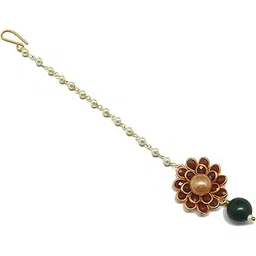 radhesh creation and jewellery Flower Style Exclusive Cute Maang Tikka (Multicolour A)-picture-20