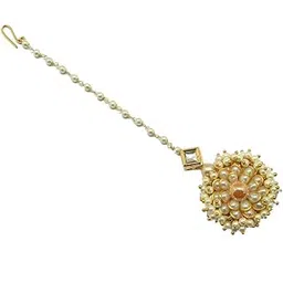 radhesh creation and jewellery Gold Plated Pachhi Work Maangtikka for Women and Girls-picture-38