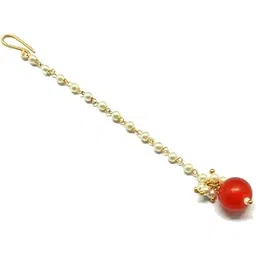radhesh creation and jewellery Gold Plated Small Size Perals Cute Maangtikka for Baby Girls-picture-16