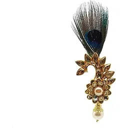 radhesh creation and jewellery Radhesh Creation Jewellery Gold Plated Peacock Feather Brooch for Men-picture-30