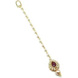 radhesh creation jewellery Gold Plated Maang Tikka for Women & Girls-picture-23