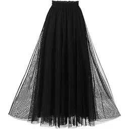 radhika n dhaanya creation Women's Tulle Net Fabric Full Length High Waist Readymade Long Skirt/Lehenga Maxi Flare-picture-12