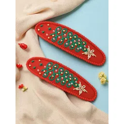 Radhu & Kabby Women Set of 2 Floral Embellished Tic Tac Hair Clip-picture-33