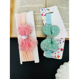 Radhya Accessories Infant Girls Pack Of 2 Bow Flower Elastic Baby Headbands-picture-25