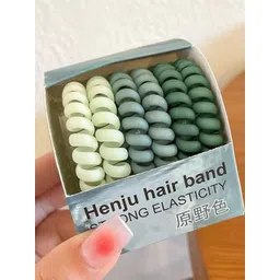 Radhya Accessories Women Lush green matte finish Set Of 6 Spiral Hairties-picture-13