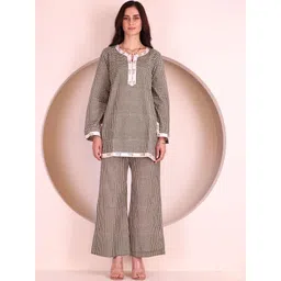 Raeth Apparels Checked Pure Cotton Tunic With Palazzos-picture-29