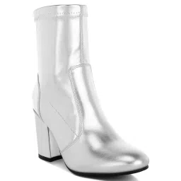 Rag & Co Women Silver Metallic Pleather Sock Casual Boots-picture-20