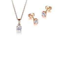 RAGABANDHA DESIGN STUDIO 925 Silver Rose Gold-Plated Solitaire Pendant Jewellery Set-picture-20